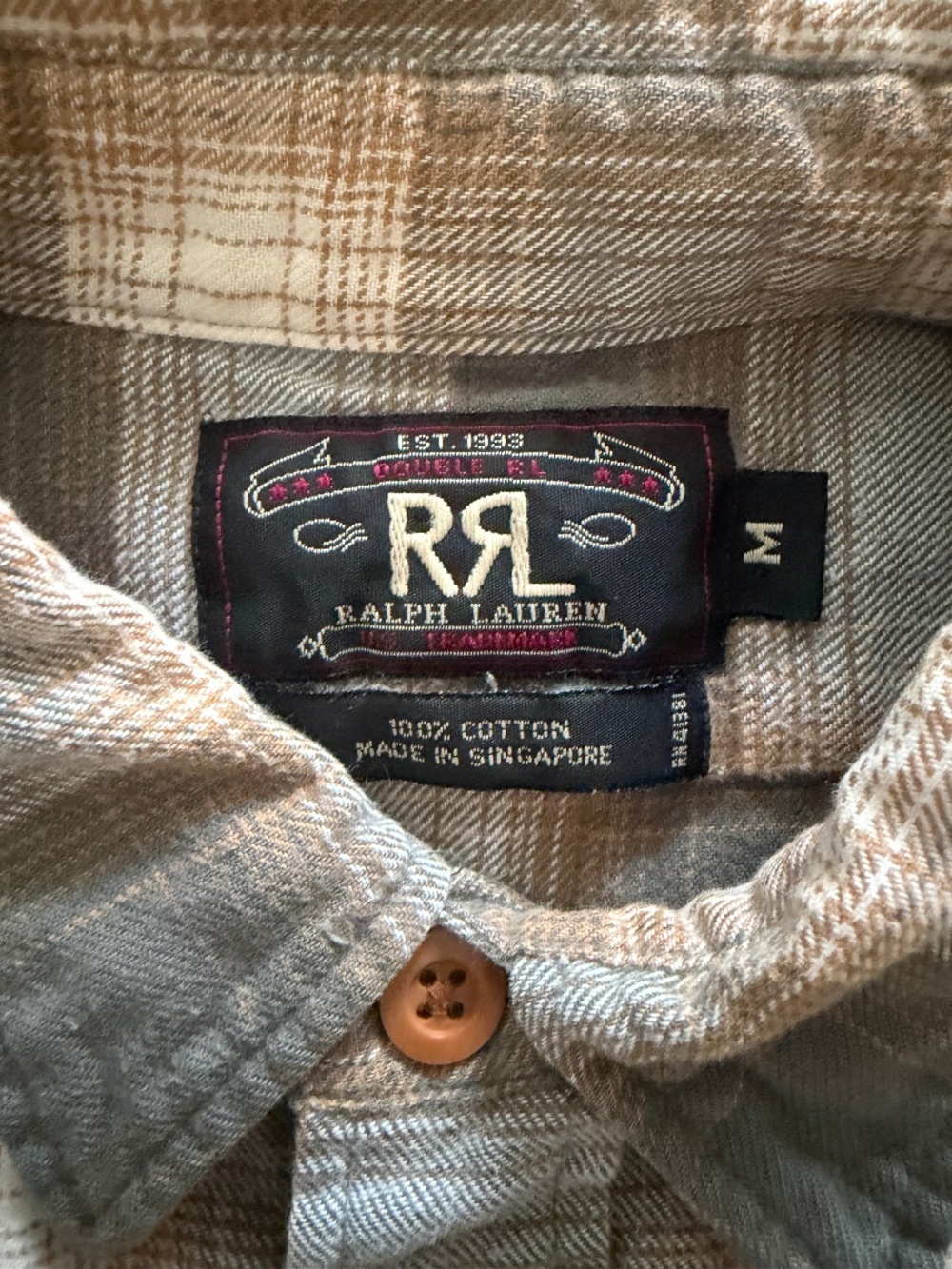 RRL men’s short sleeve fall weight plaid medium